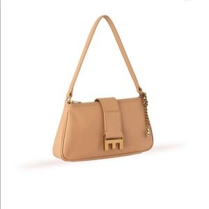 Enamoure Mallory Soft Baguette Elegant Tan Shoulder Bag